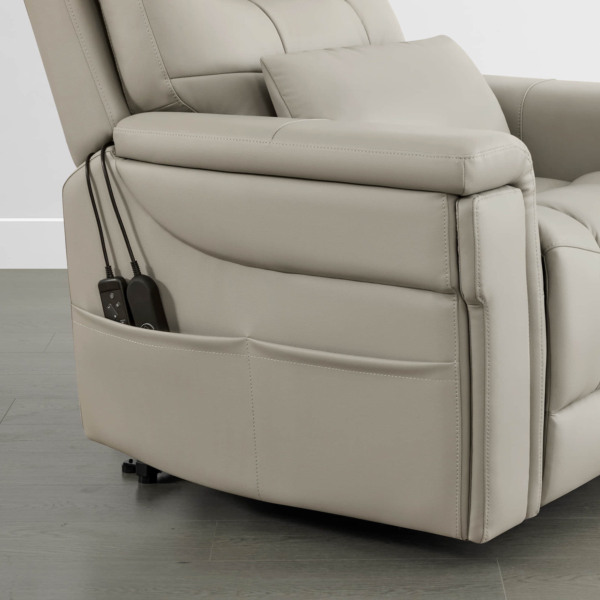 Addy Genuine Leather Lift Assist Power Recliner With Heat Massage