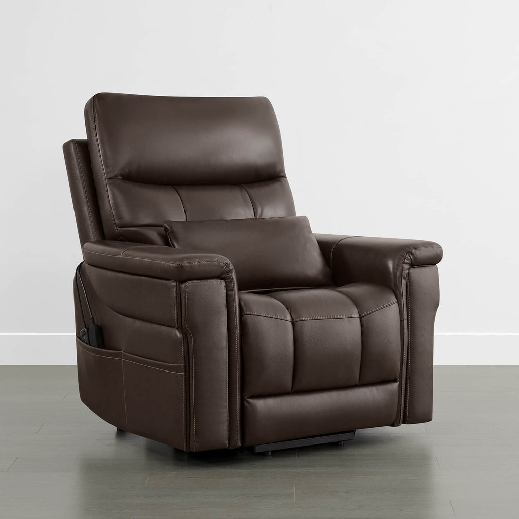 Addy Genuine Leather Lift Assist Power Recliner With Heat Massage