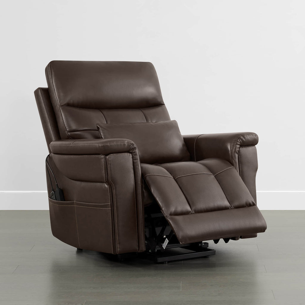 Addy Genuine Leather Lift Assist Power Recliner With Heat Massage