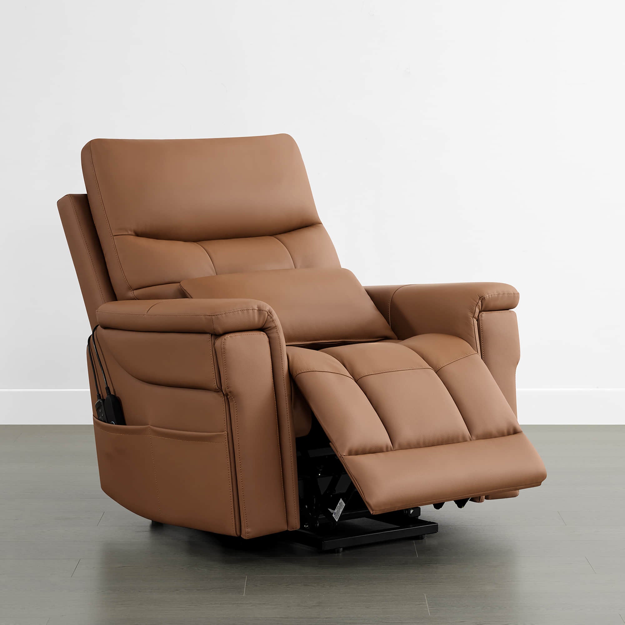 Addy Genuine Leather Lift Assist Power Recliner With Heat Massage