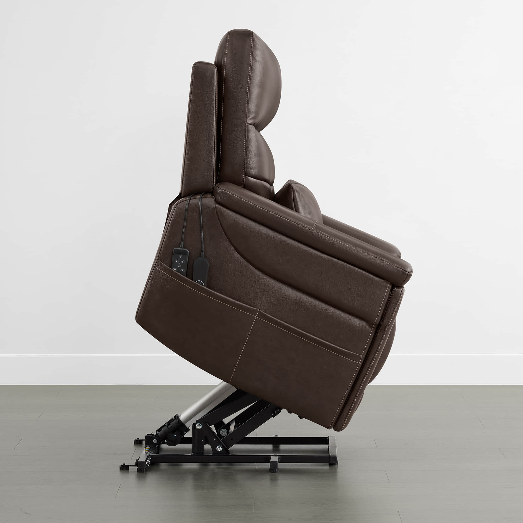 Addy Genuine Leather Lift Assist Power Recliner With Heat Massage