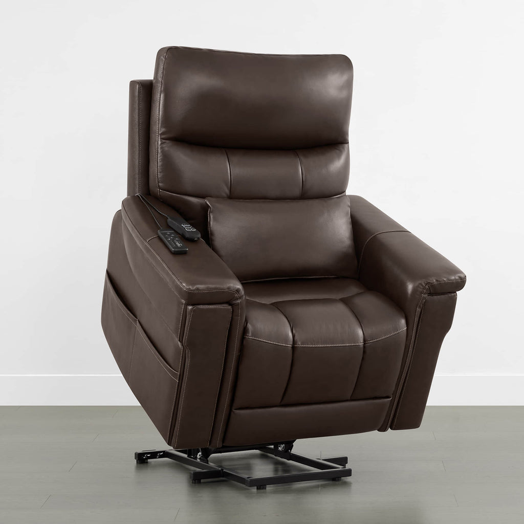 Addy Genuine Leather Lift Assist Power Recliner With Heat Massage