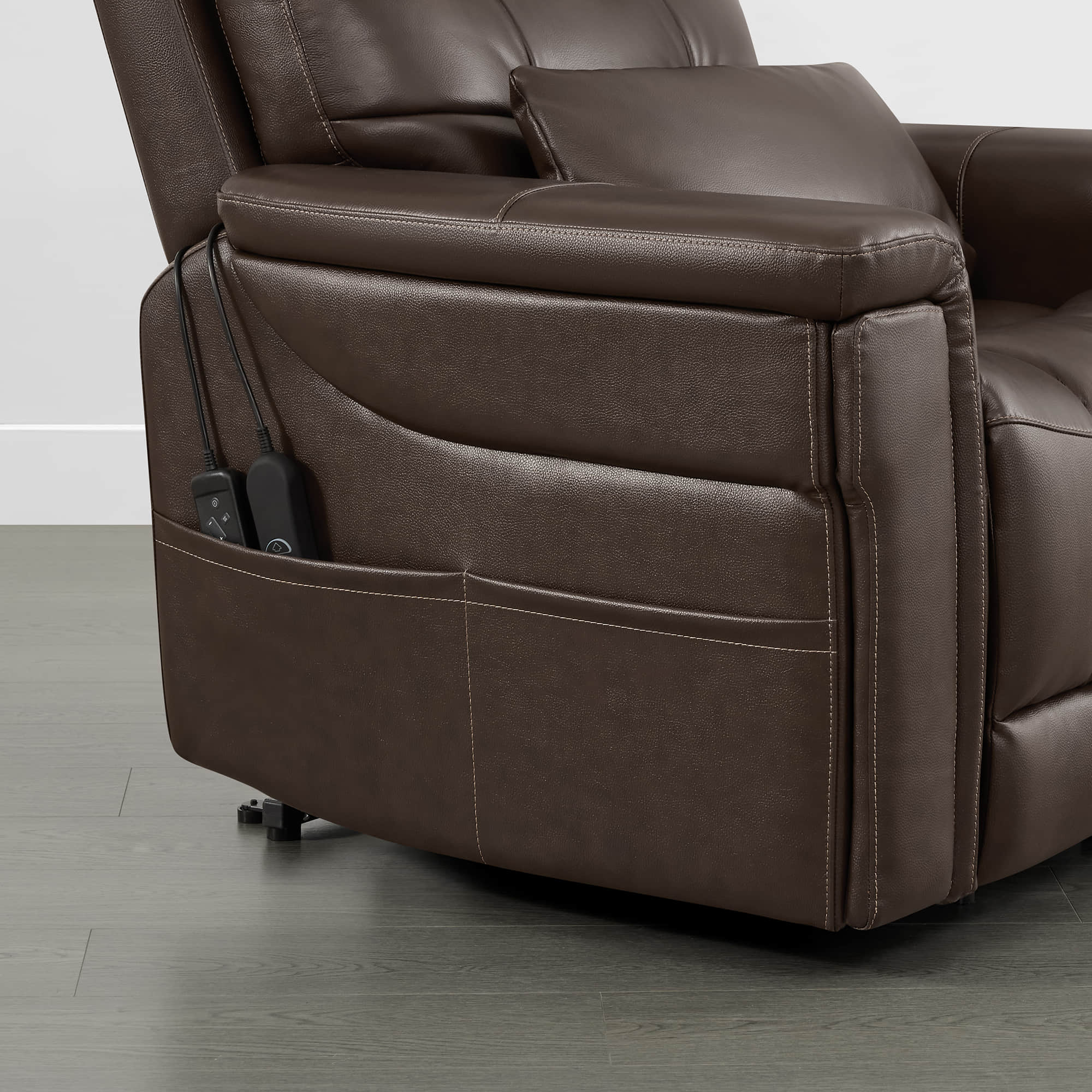 Addy Genuine Leather Lift Assist Power Recliner With Heat Massage