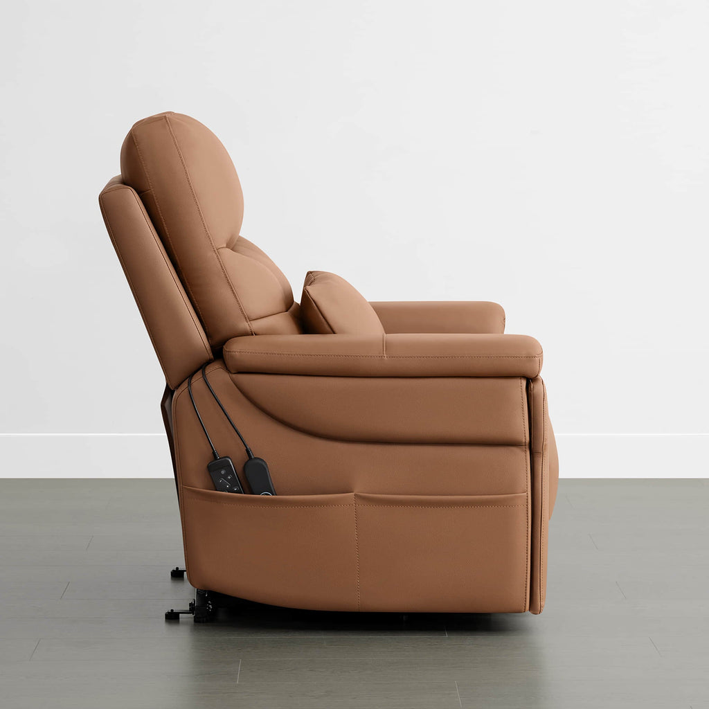 Addy Genuine Leather Lift Assist Power Recliner With Heat Massage