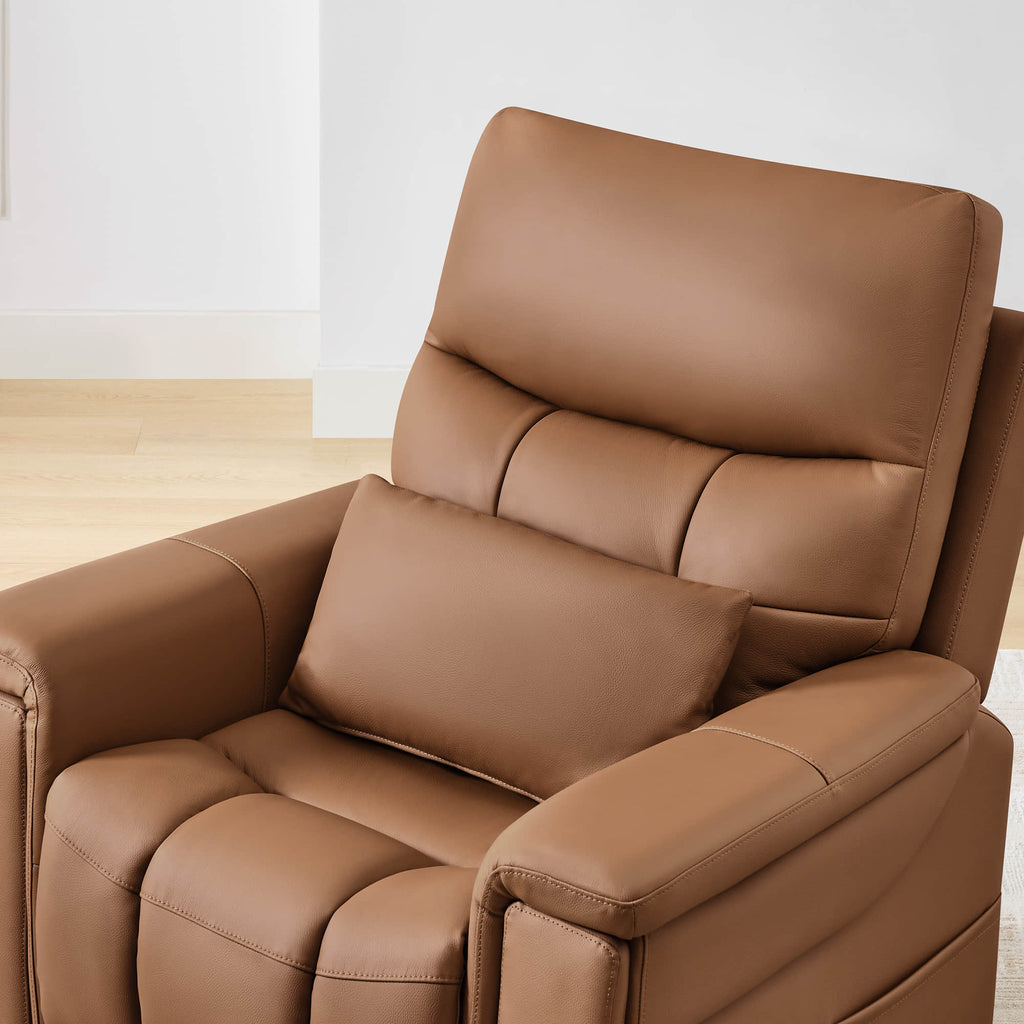 Addy Genuine Leather Lift Assist Power Recliner With Heat Massage