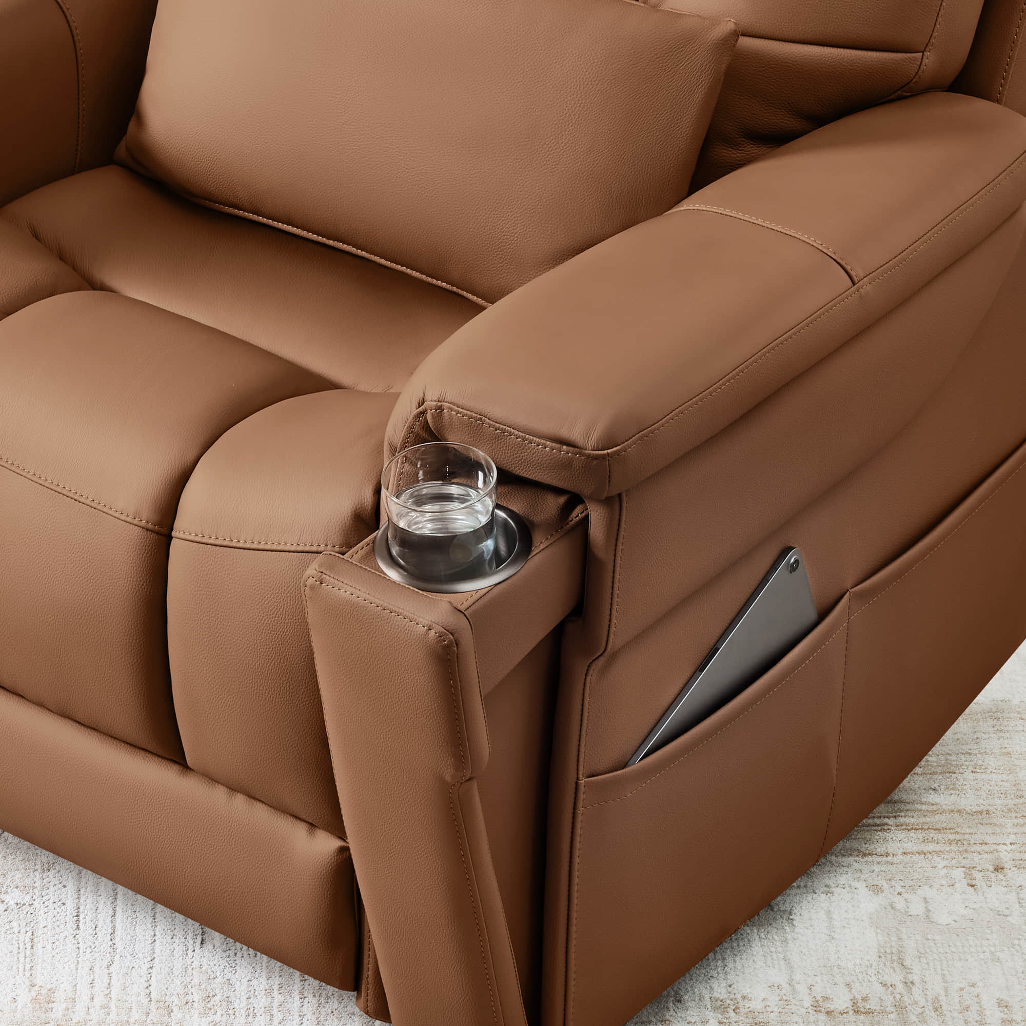 Addy Genuine Leather Lift Assist Power Recliner With Heat Massage