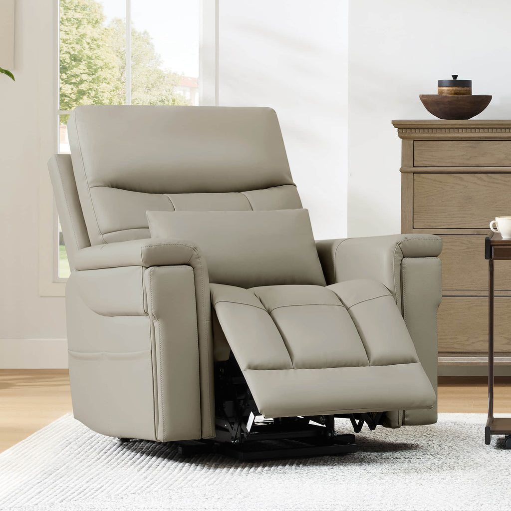 Addy Genuine Leather Lift Assist Power Recliner With Heat Massage