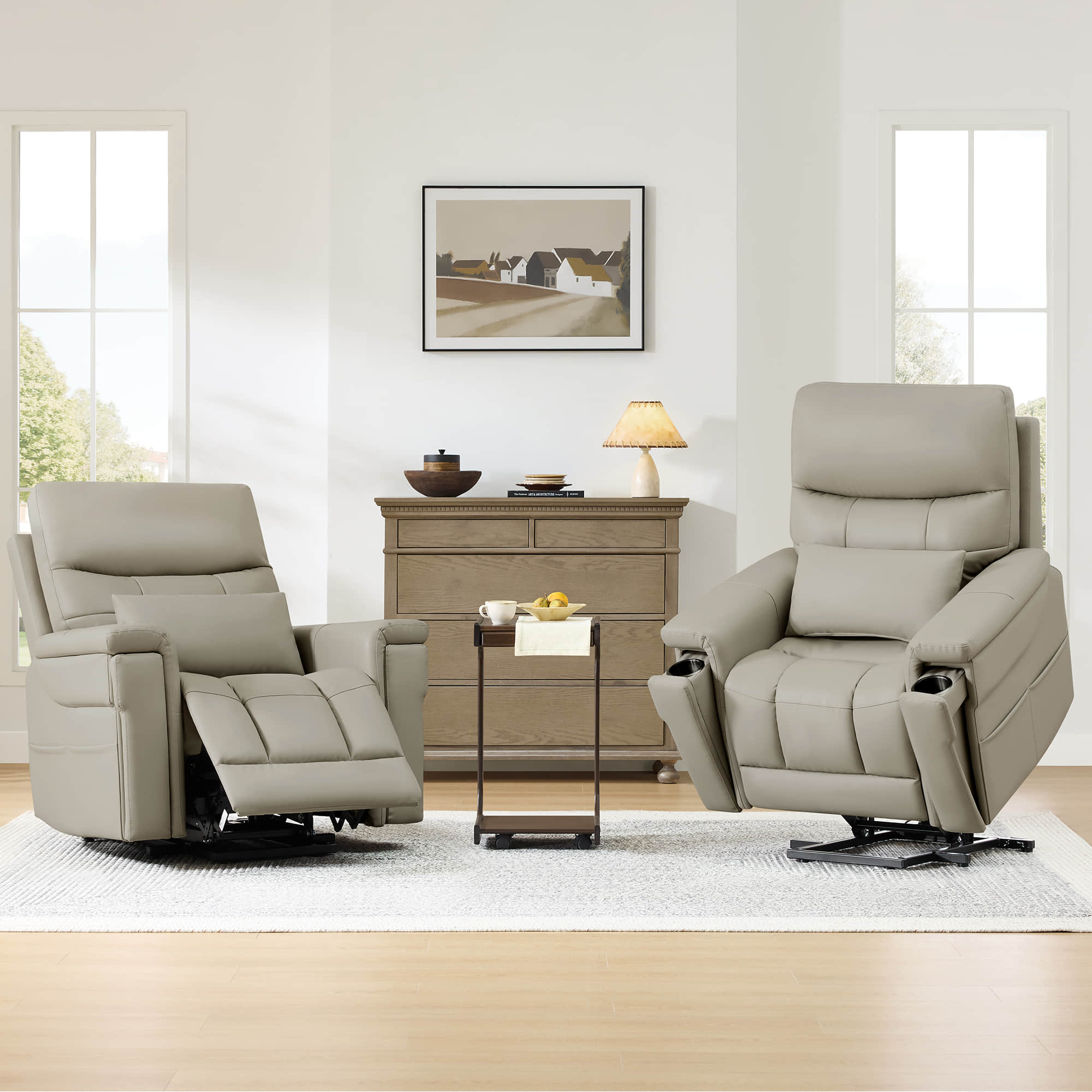 Addy Genuine Leather Lift Assist Power Recliner With Heat Massage