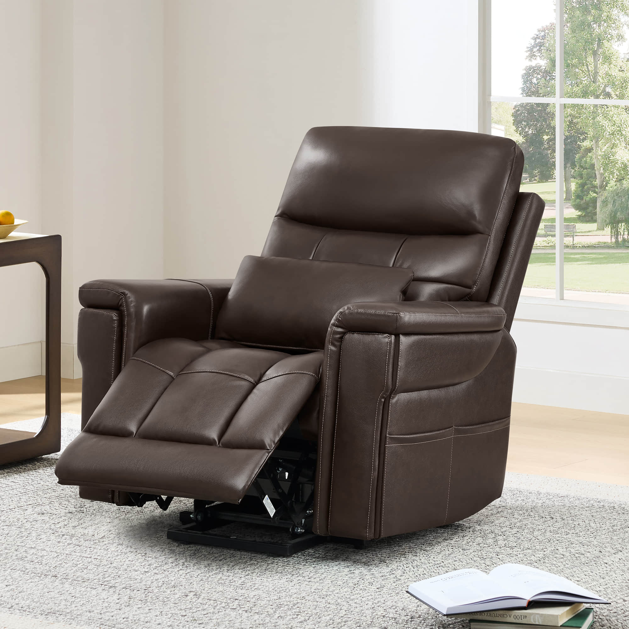 Addy Genuine Leather Lift Assist Power Recliner With Heat Massage