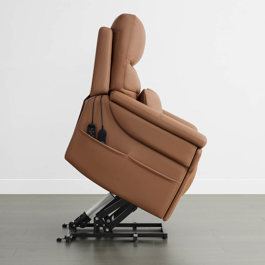 Addy Genuine Leather Lift Assist Power Recliner With Heat Massage
