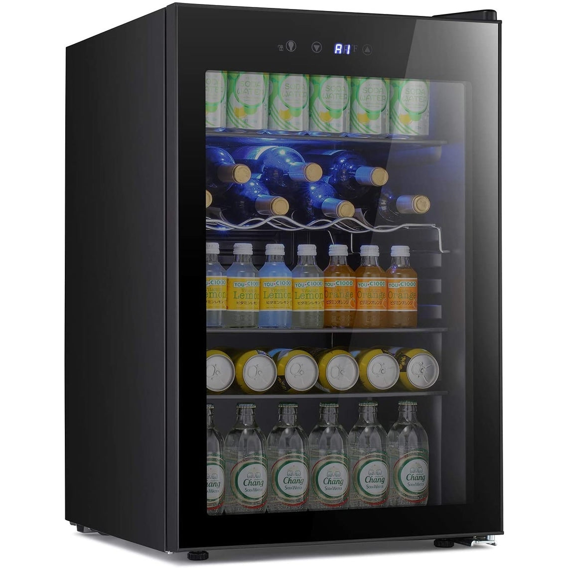 4.4cu.f Wine Cooler with LED Lights and Touch Buttons, Removable Shelves, Less Than 38dB