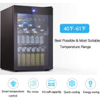4.4cu.f Wine Cooler with LED Lights and Touch Buttons, Removable Shelves, Less Than 38dB