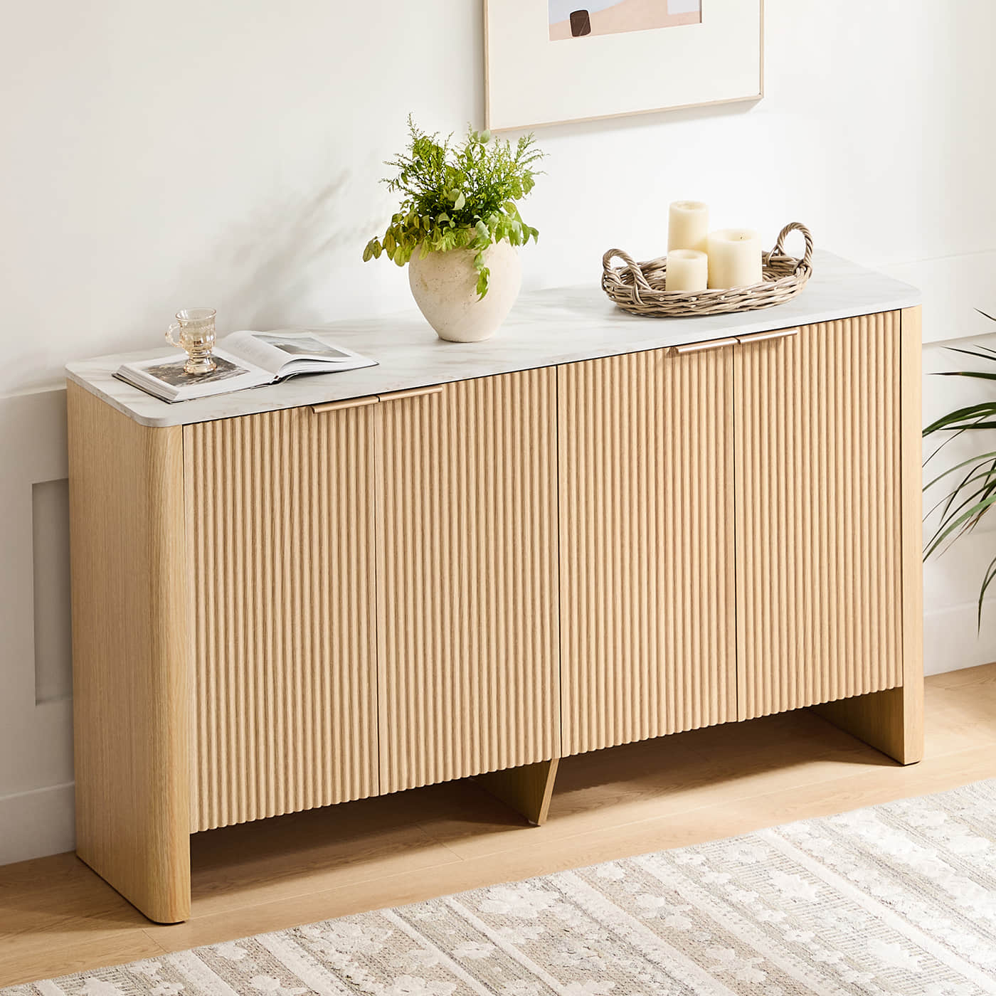 Bowen – 61 Fluted Wood Sideboard, High-Leg