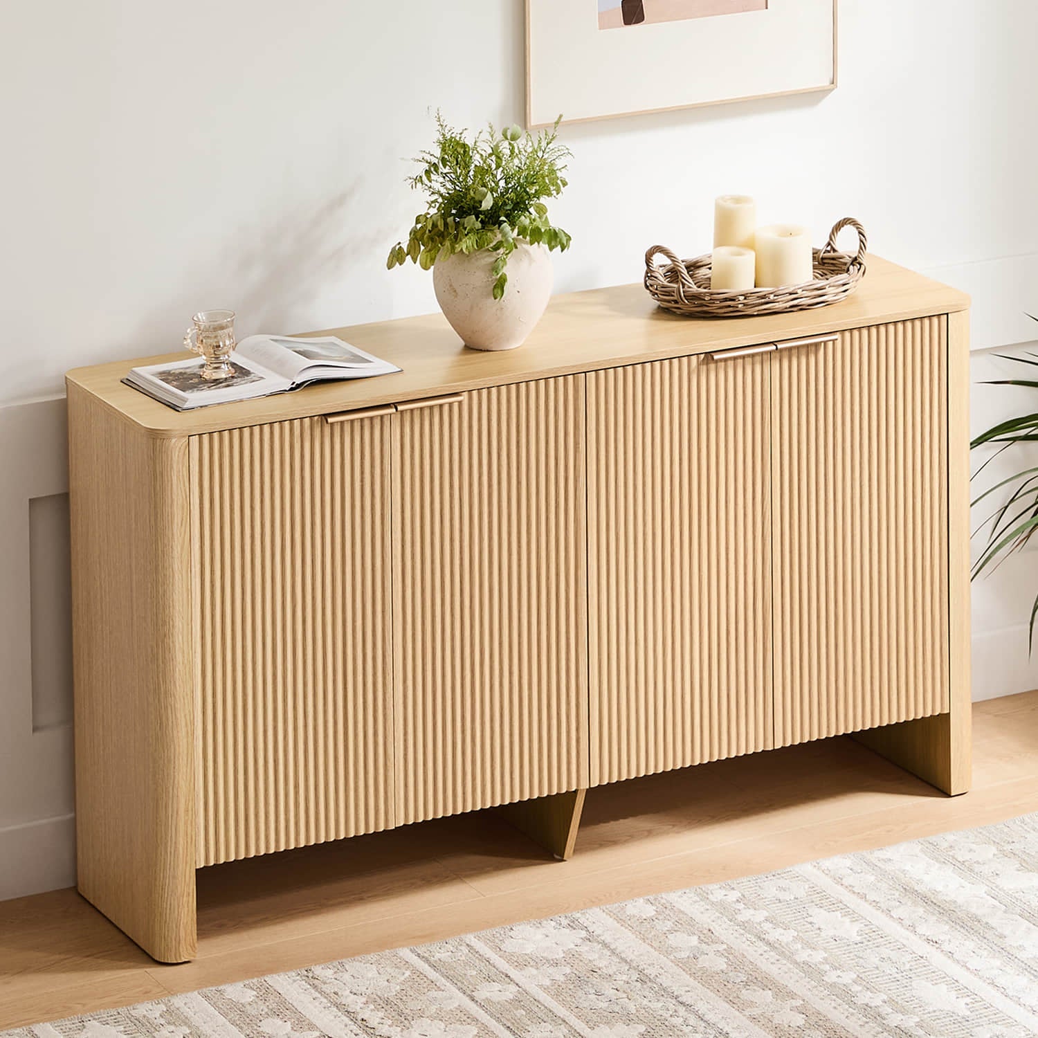 Bowen – 61 Fluted Wood Sideboard, High-Leg