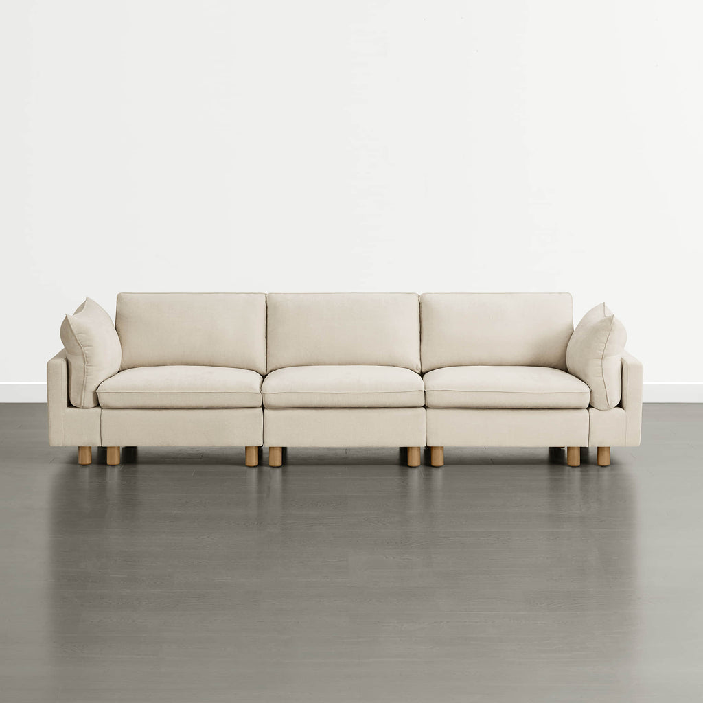 Canapé modulaire 3 places Brendon avec pieds en bois