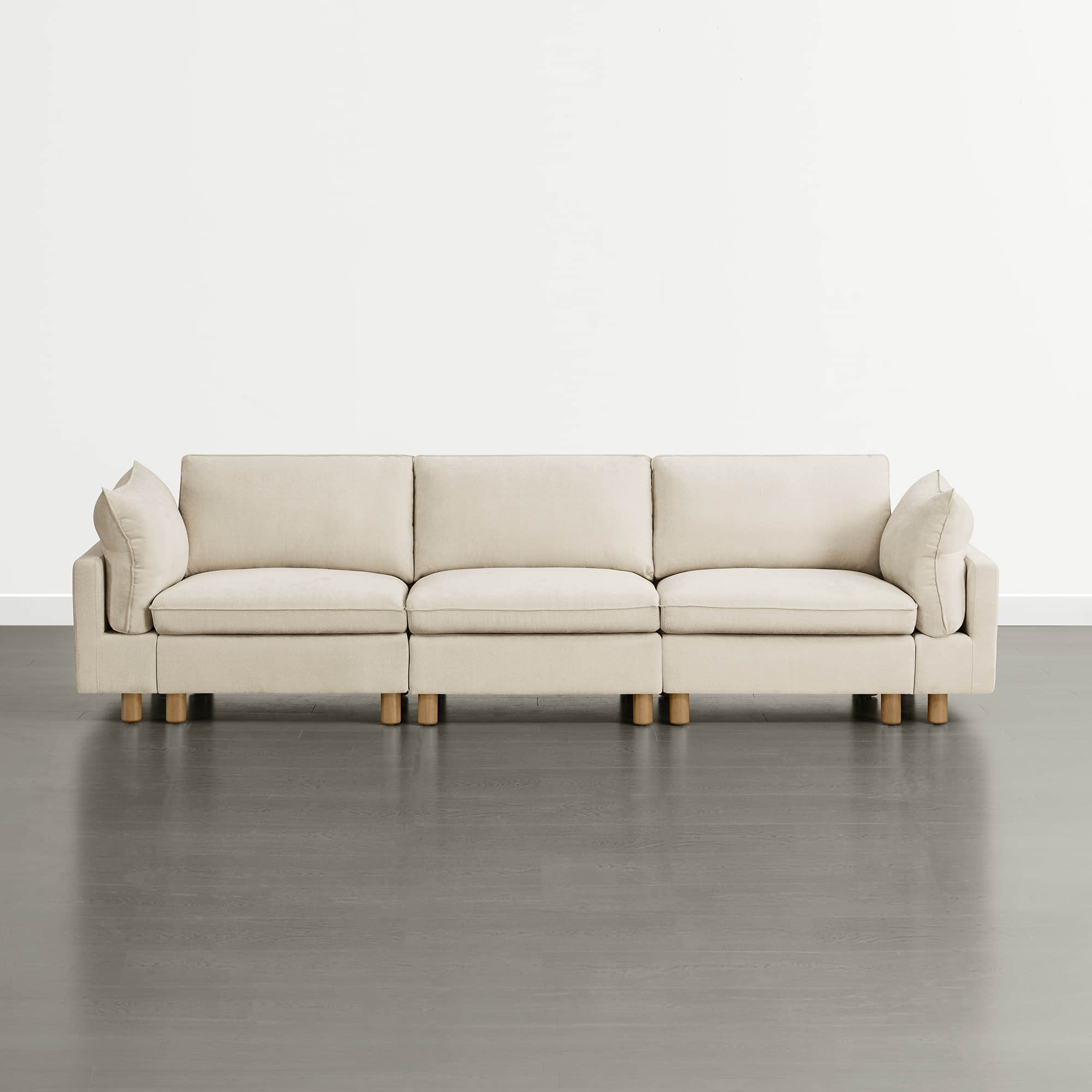Brendon Modular 3-Seat Sofa with Wood Leg