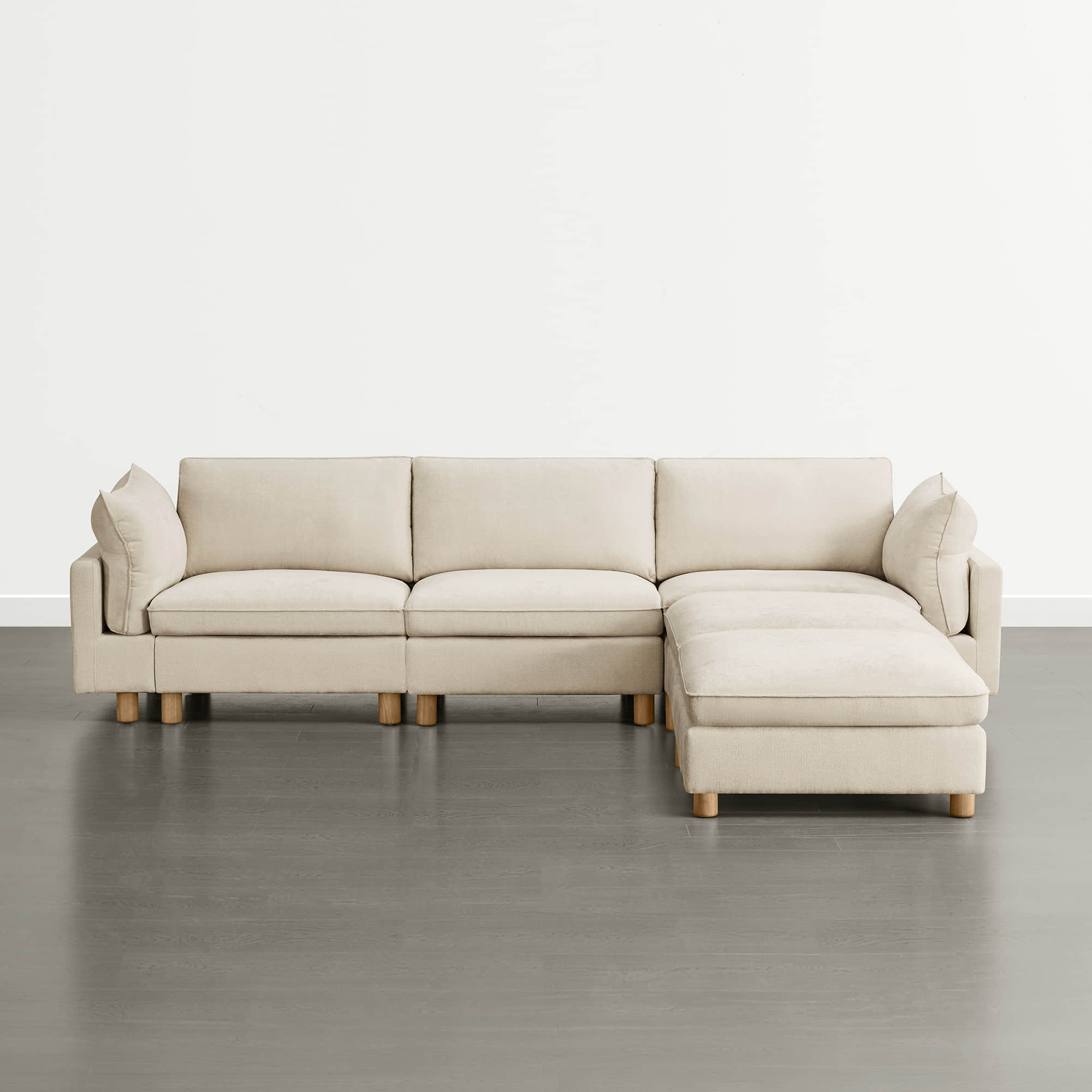 Brendon Modular 4-Seat Sectional Sofa with Wood Leg