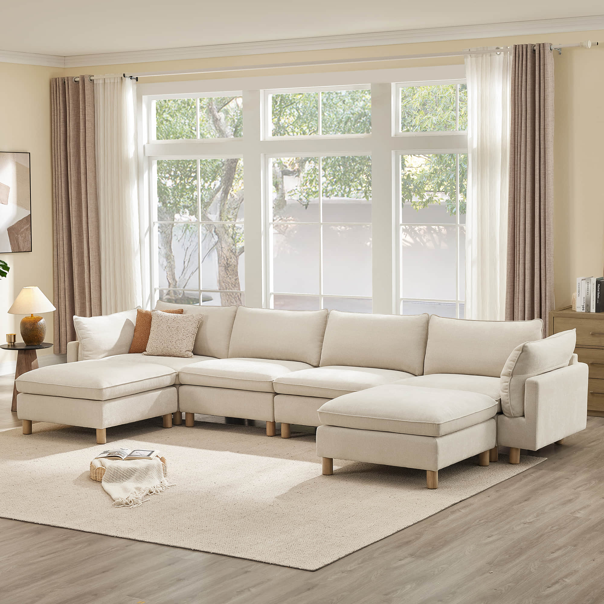 Brendon Modular 6-Seat Sectional Sofa with Wood Leg