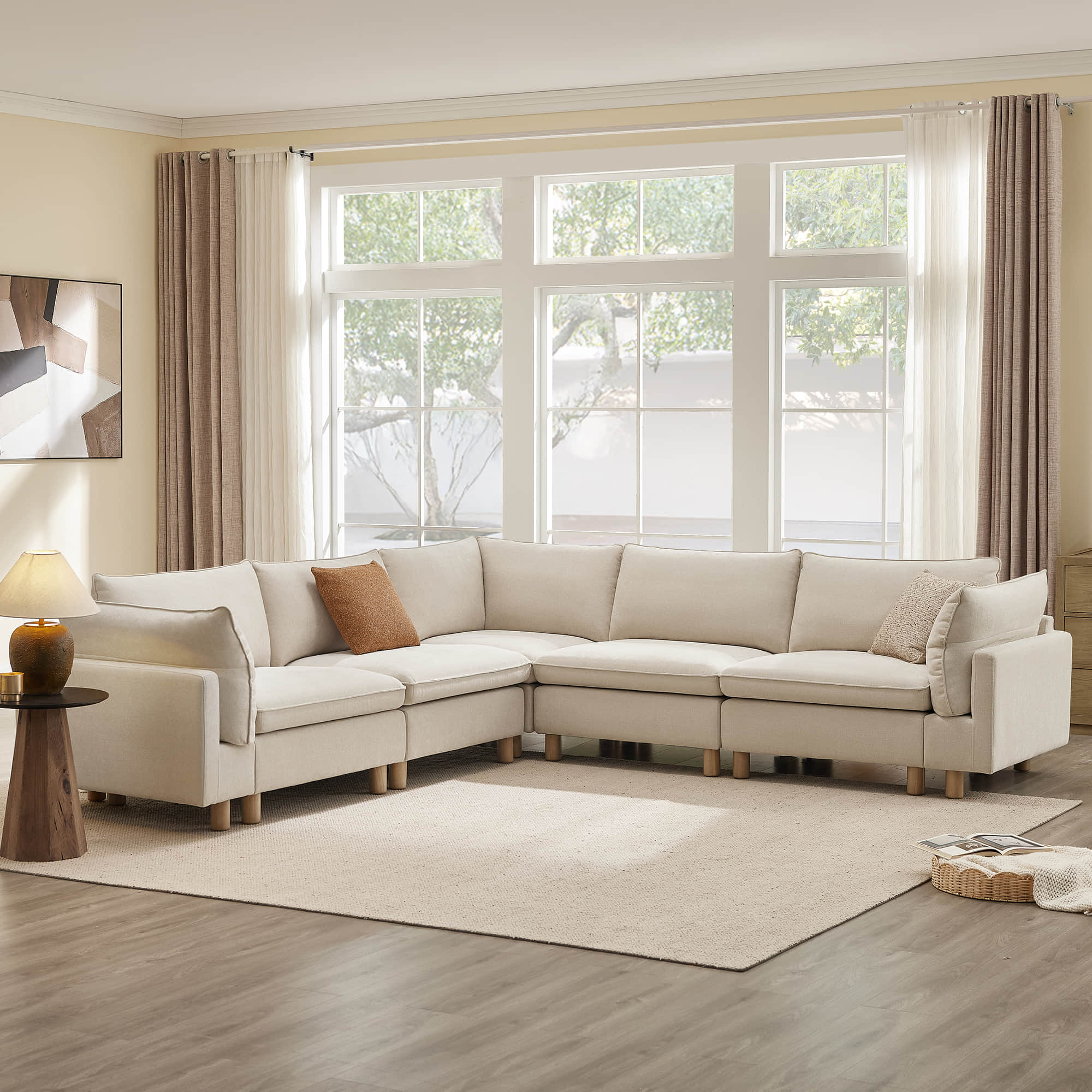 Brendon Modular Corner Sectional Sofa with Wood Leg