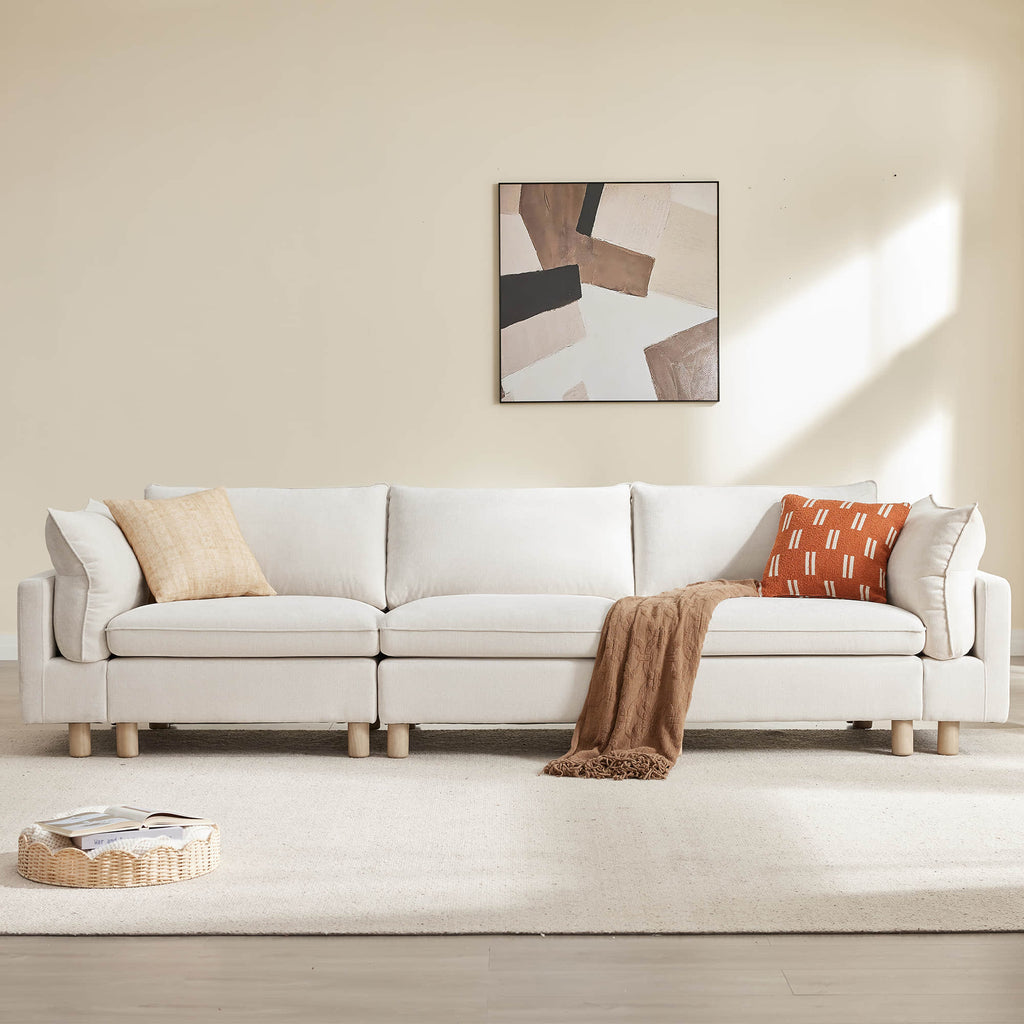 Canapé modulaire 3 places Brendon avec pieds en bois