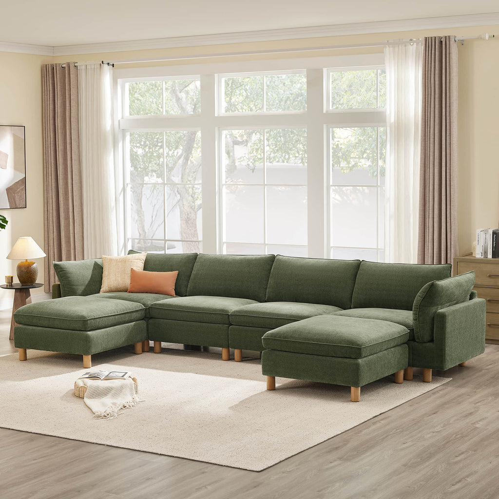 Brendon Modular 6-Seat Sectional Sofa with Wood Leg
