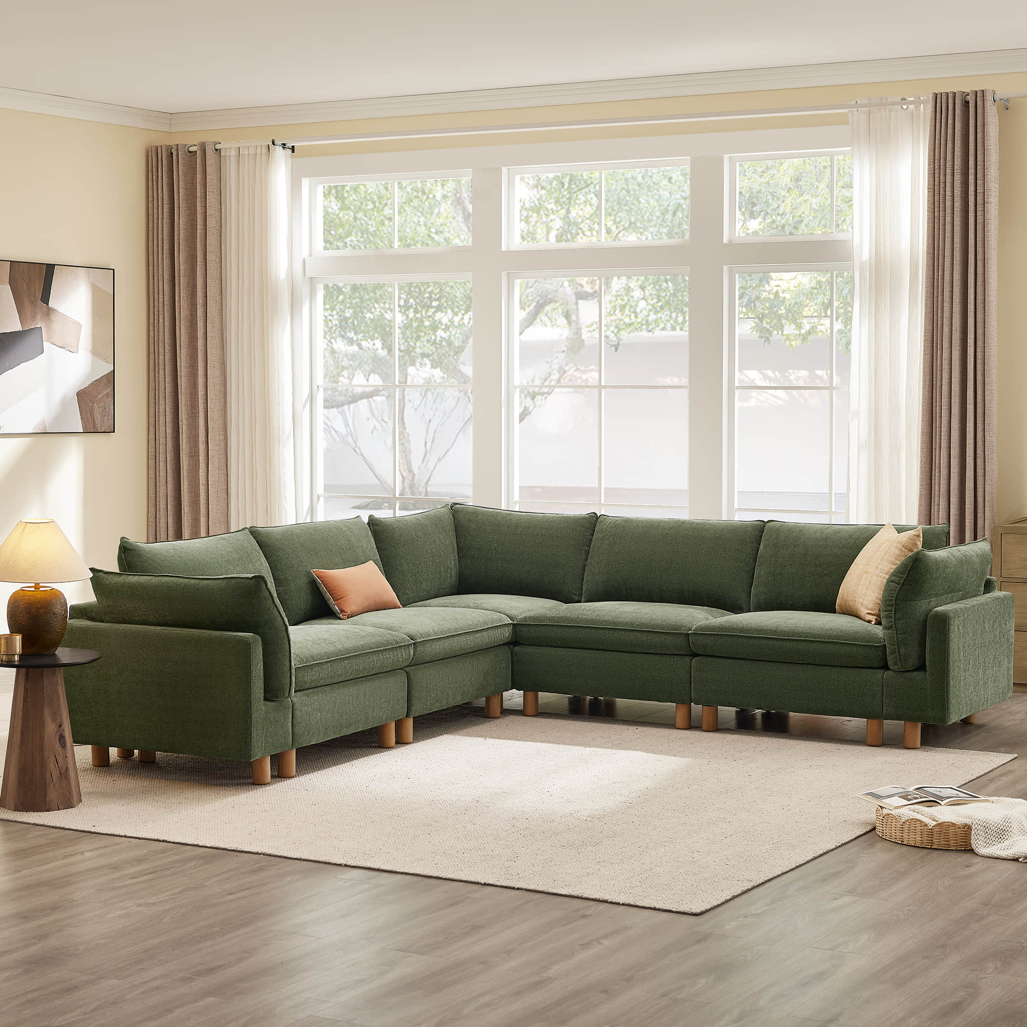 Brendon Modular Corner Sectional Sofa with Wood Leg