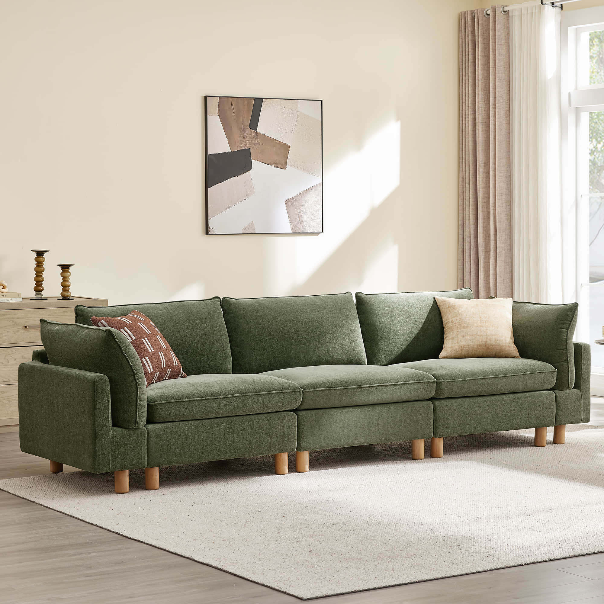 Brendon Modular 3-Seat Sofa with Wood Leg