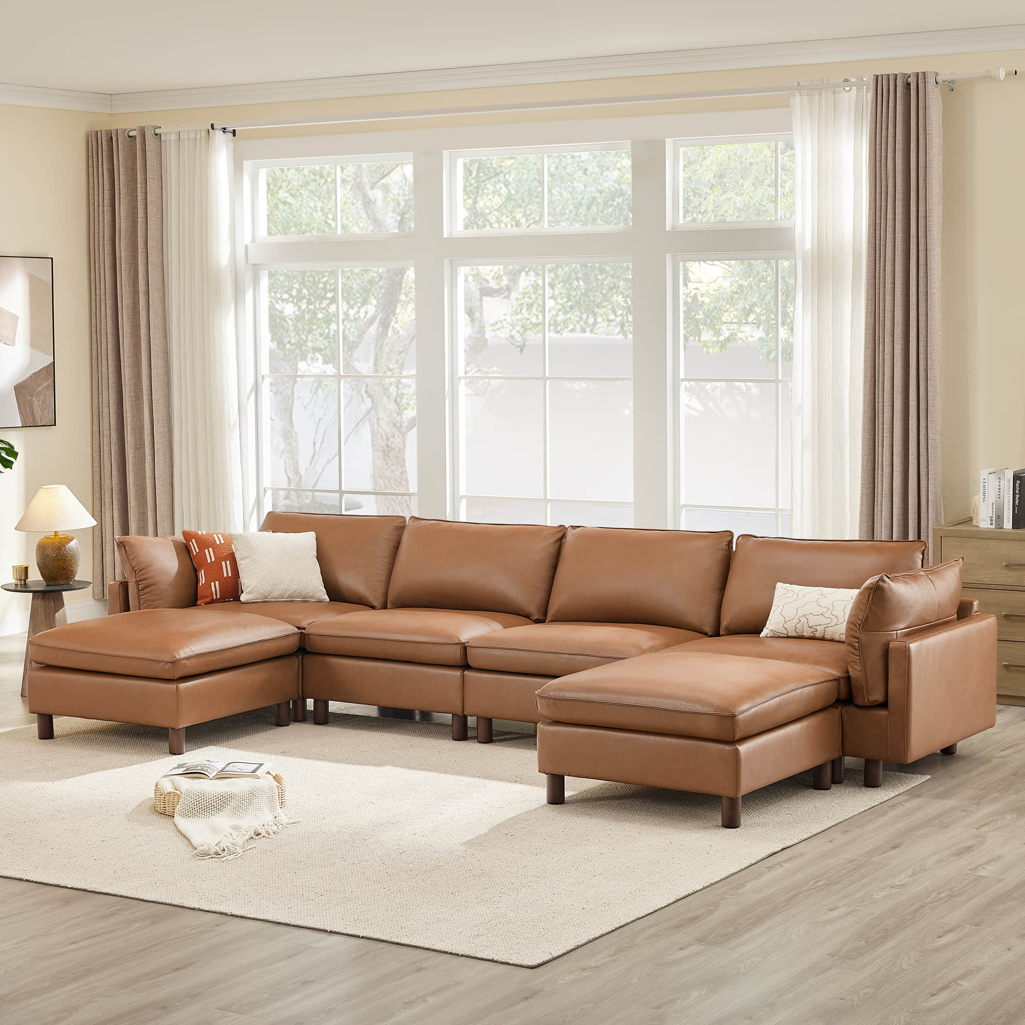 Brendon Modular 6-Seat Sectional Sofa with Wood Leg