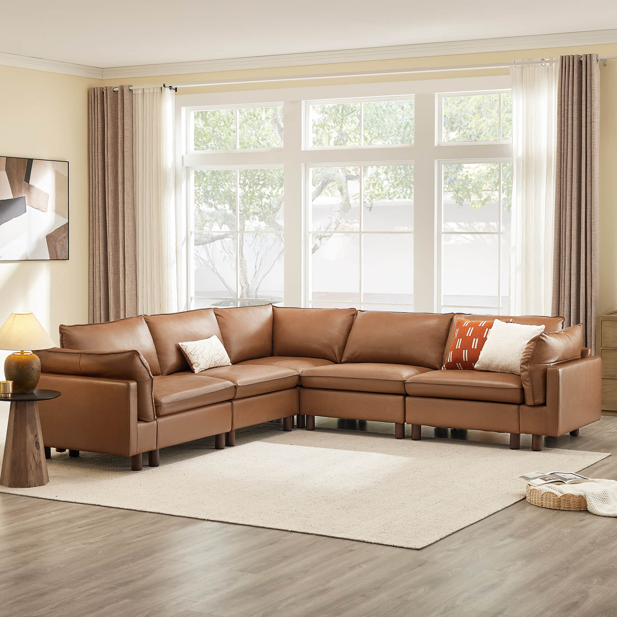 Brendon Modular Corner Sectional Sofa with Wood Leg