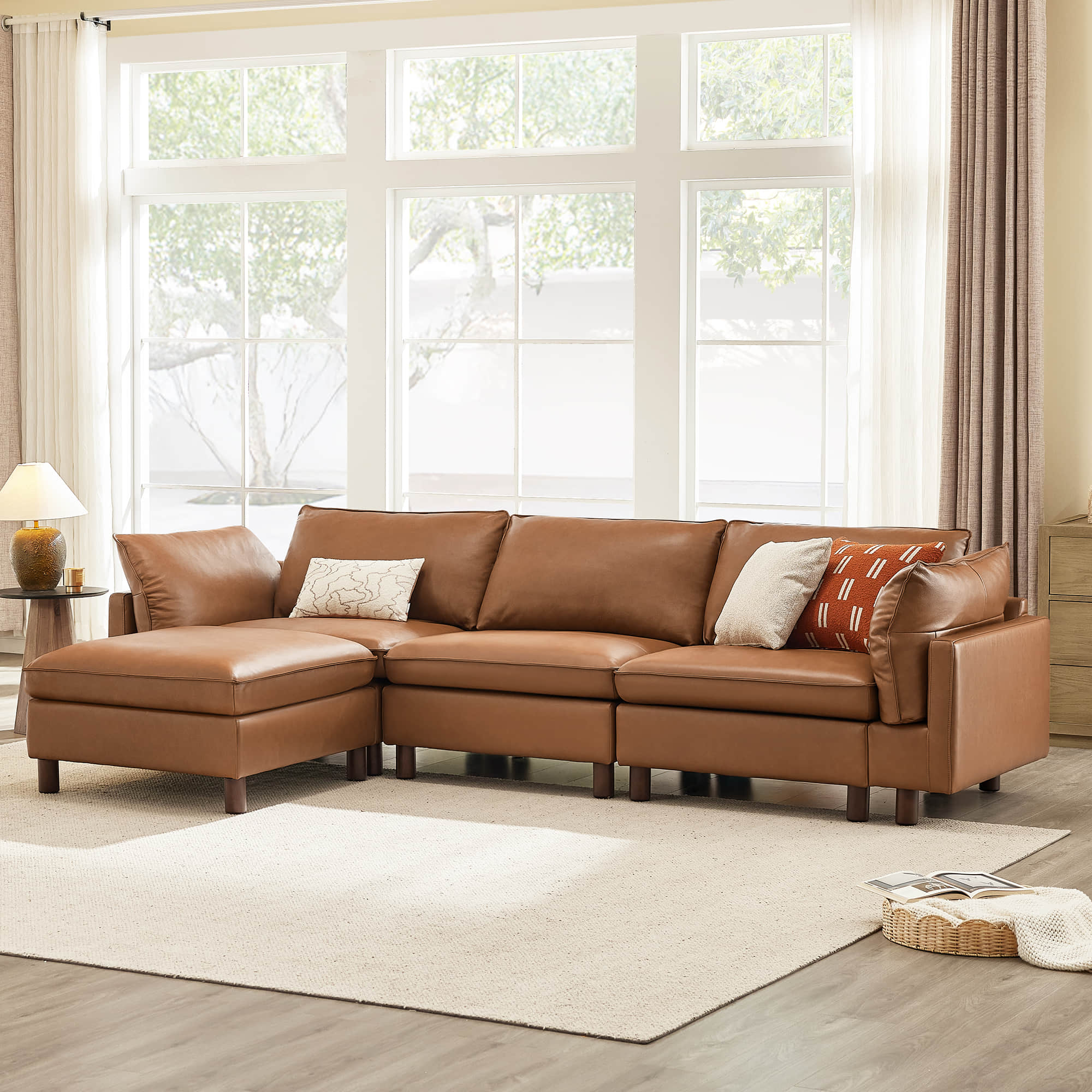 Brendon Modular 4-Seat Sectional Sofa with Wood Leg