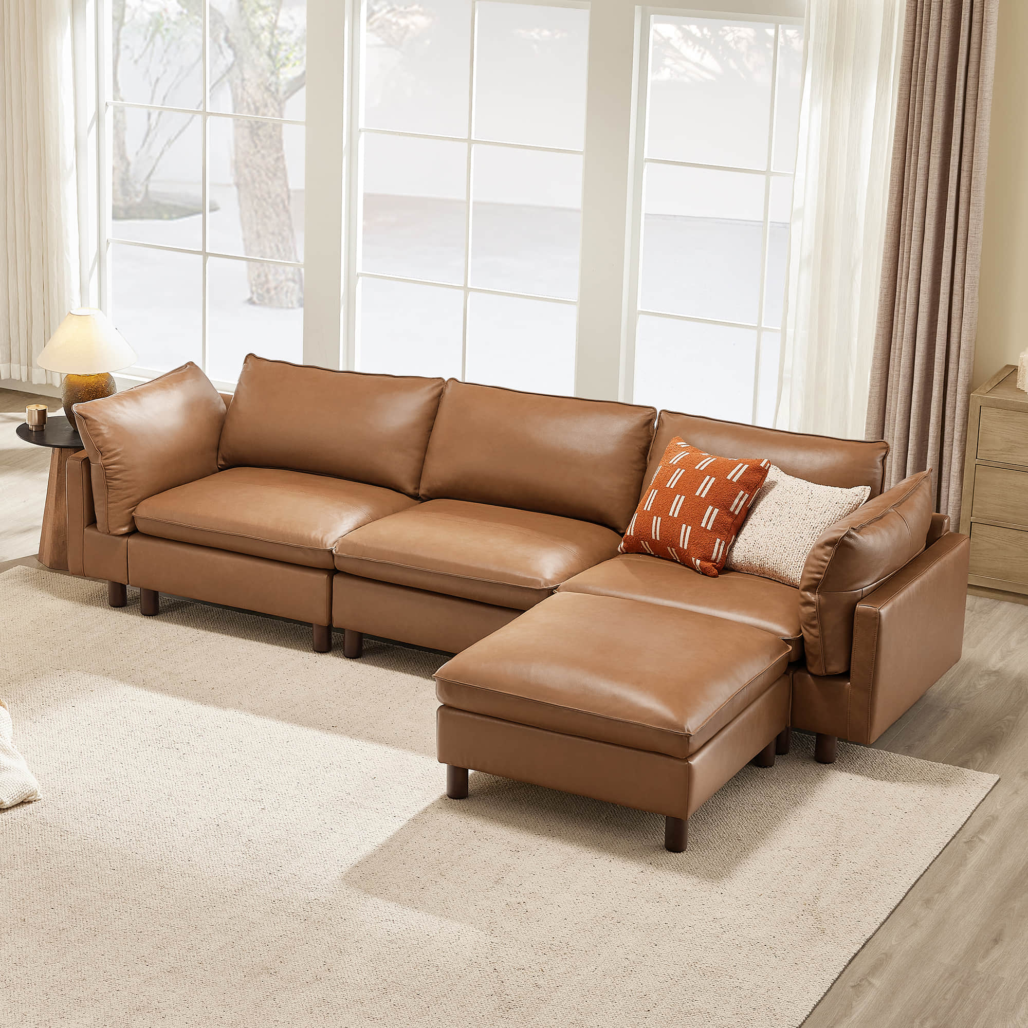 Brendon Modular 4-Seat Sectional Sofa with Wood Leg