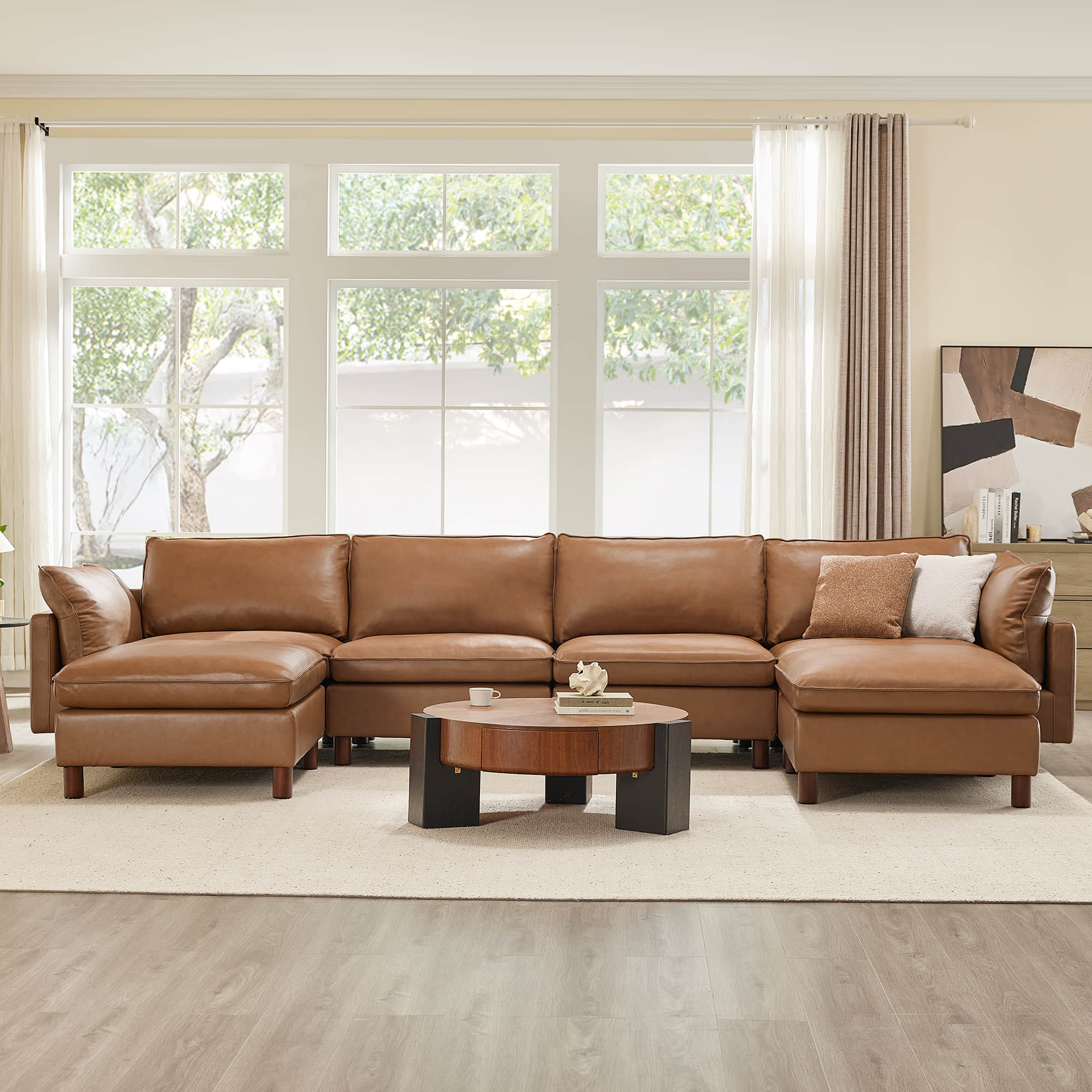 Brendon Modular 6-Seat Sectional Sofa with Wood Leg