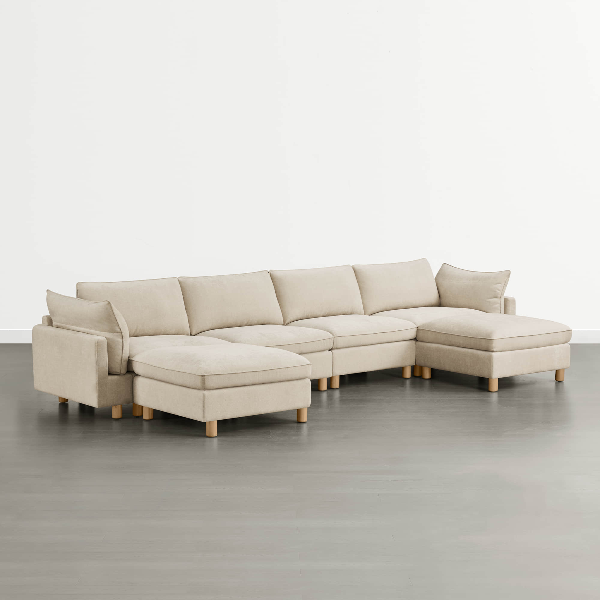 Brendon Modular 6-Seat Sectional Sofa with Wood Leg