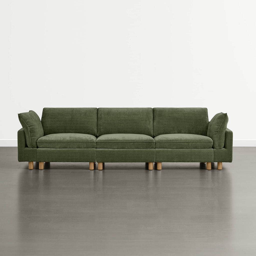 Canapé modulaire 3 places Brendon avec pieds en bois