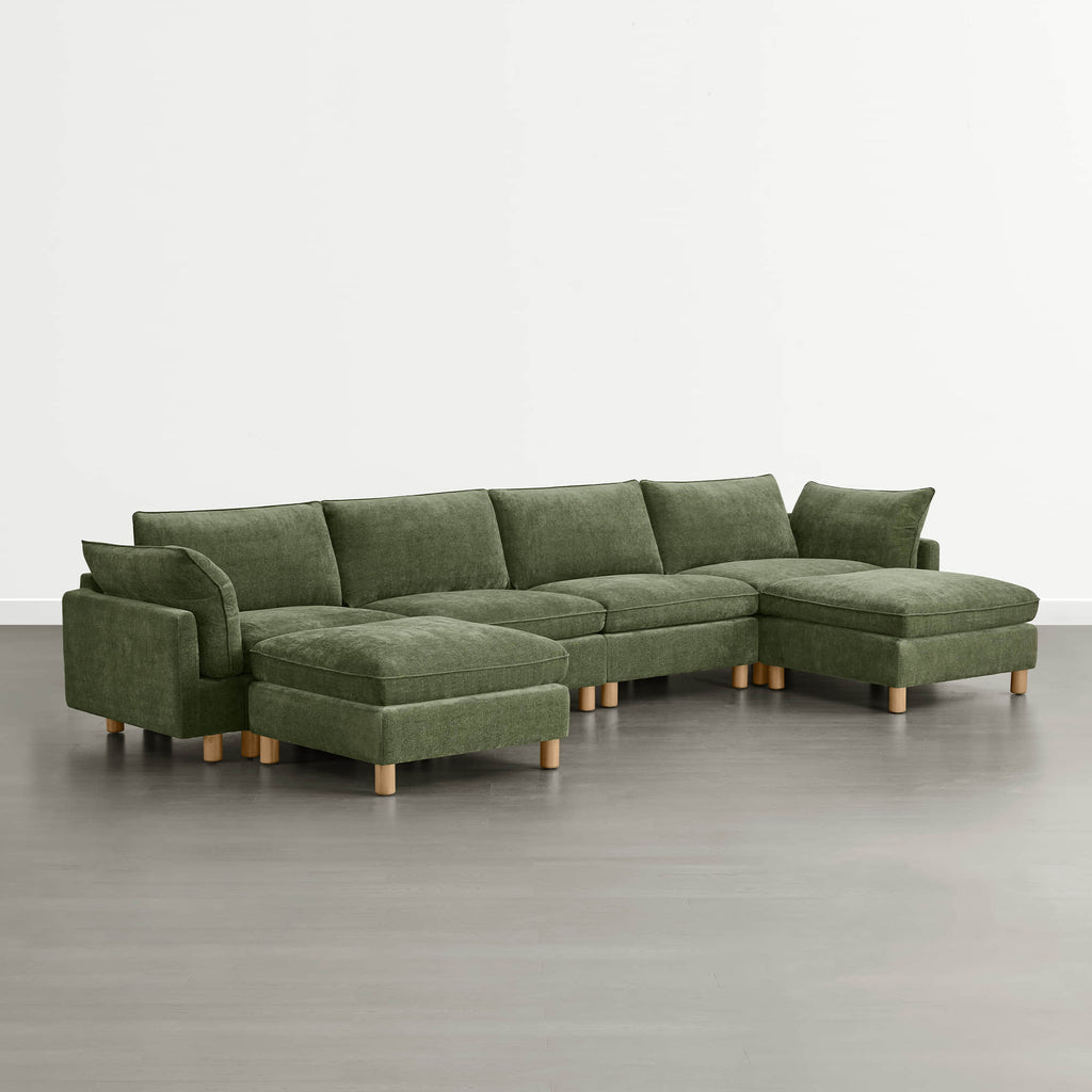 Brendon Modular 6-Seat Sectional Sofa with Wood Leg