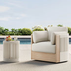 Clover Acacia Wood Rope Outdoor Bistro Set with Swivel Chair