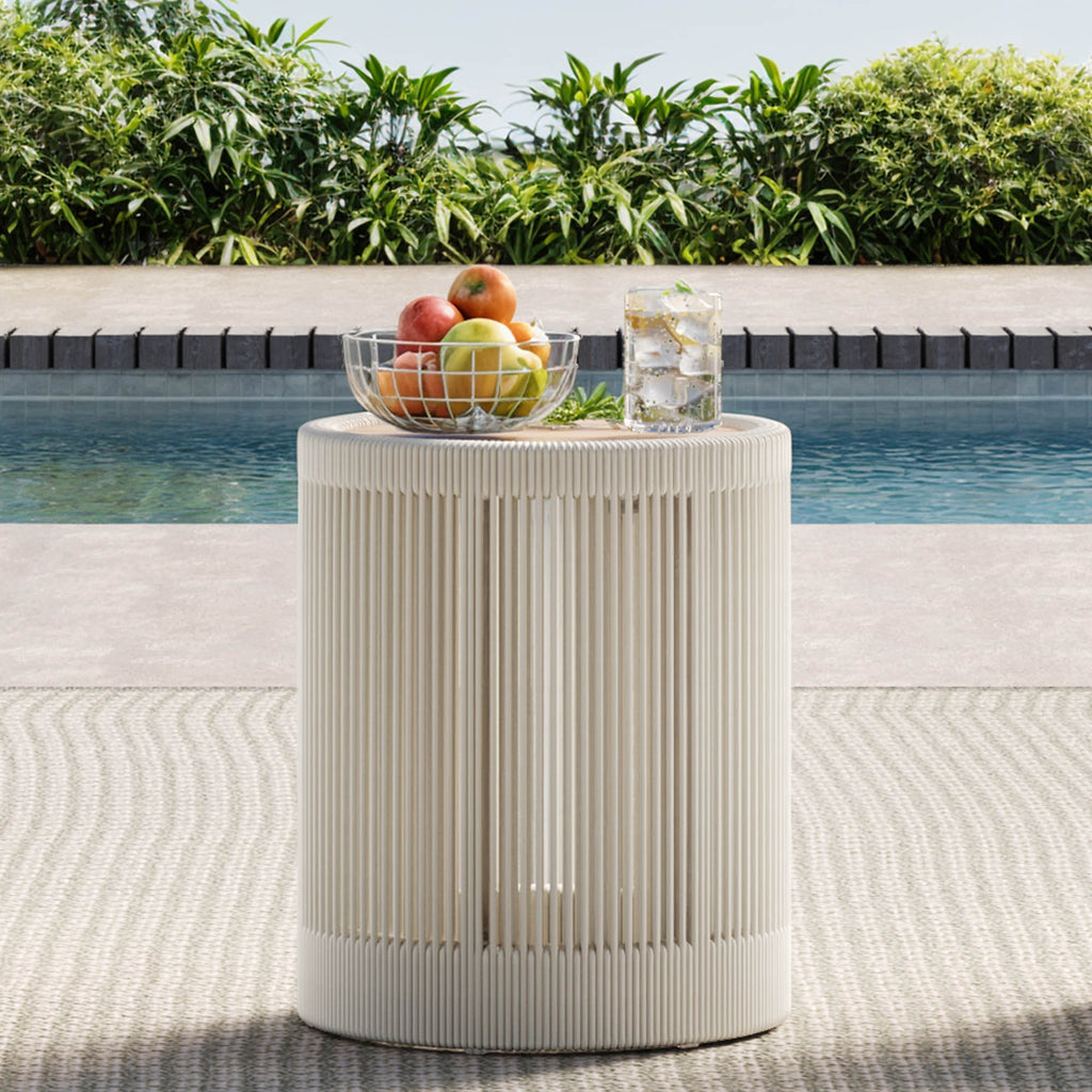 Clover Acacia Wood Rope Outdoor Bistro Set with Swivel Chair