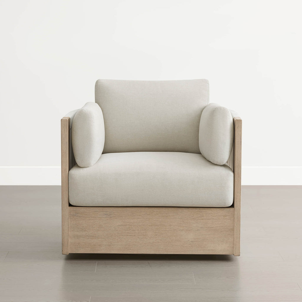 Clover Acacia Wood Rope Outdoor Swivel Chair