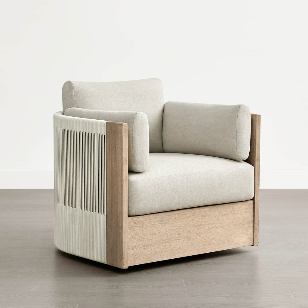 Clover Acacia Wood Rope Outdoor Swivel Chair