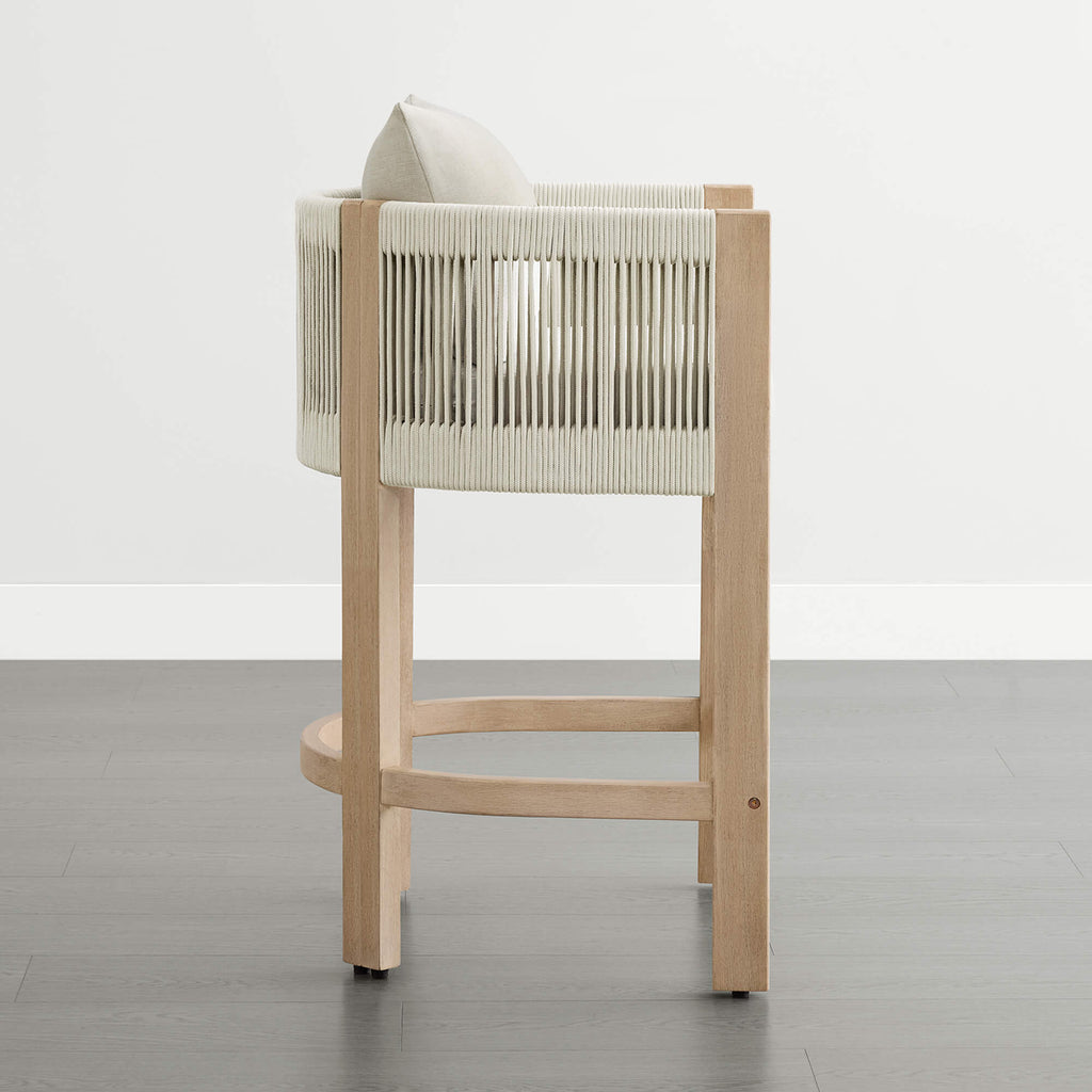 Clover Boho Acacia Wood Rope Indoor & Outdoor Counter Stool