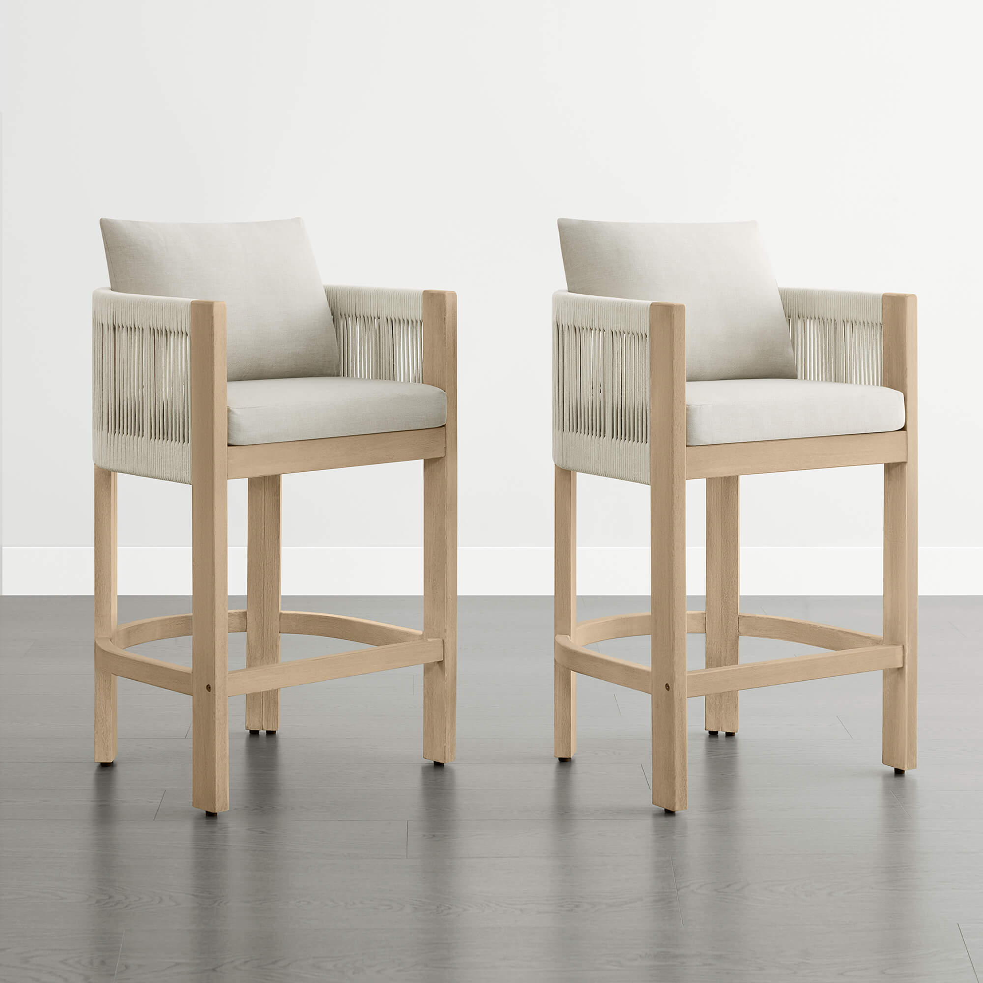 Clover Boho Acacia Wood Rope Indoor & Outdoor Counter Stool