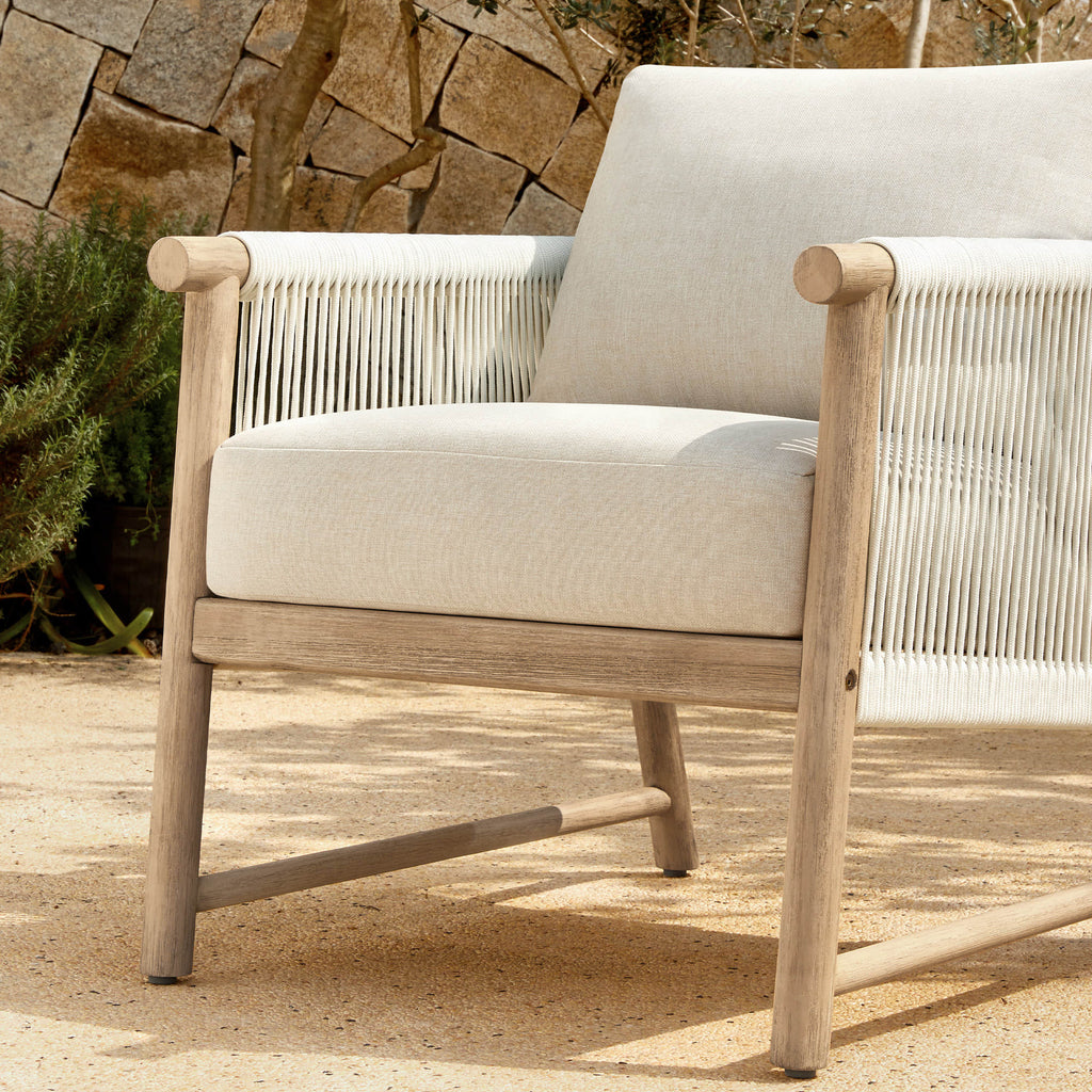 Sienna Modern Acacia Wood Rope Outdoor Lounge Chair
