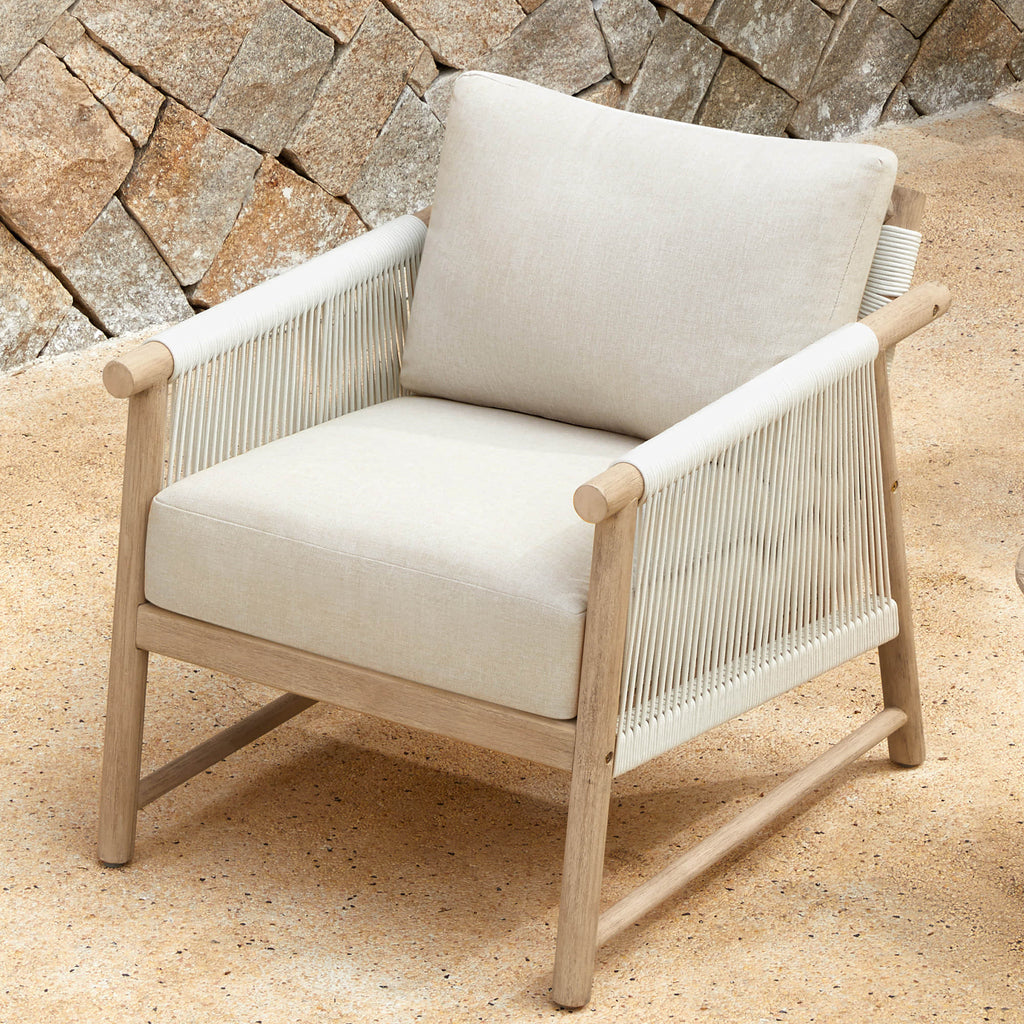 Sienna Modern Acacia Wood Rope Outdoor Lounge Chair