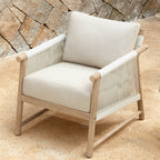 Sienna Modern Acacia Wood Rope Outdoor Lounge Chair