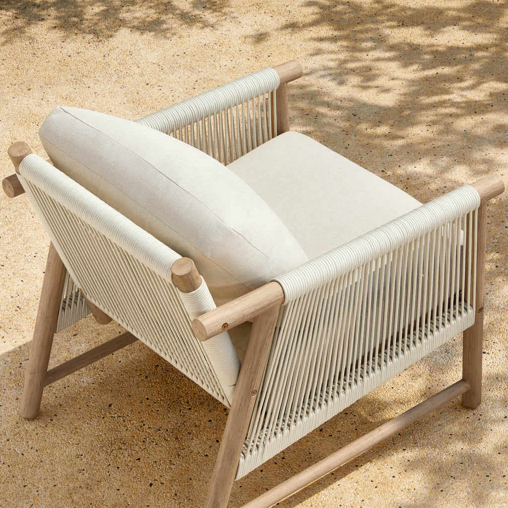 Sienna Modern Acacia Wood Rope Outdoor Lounge Chair
