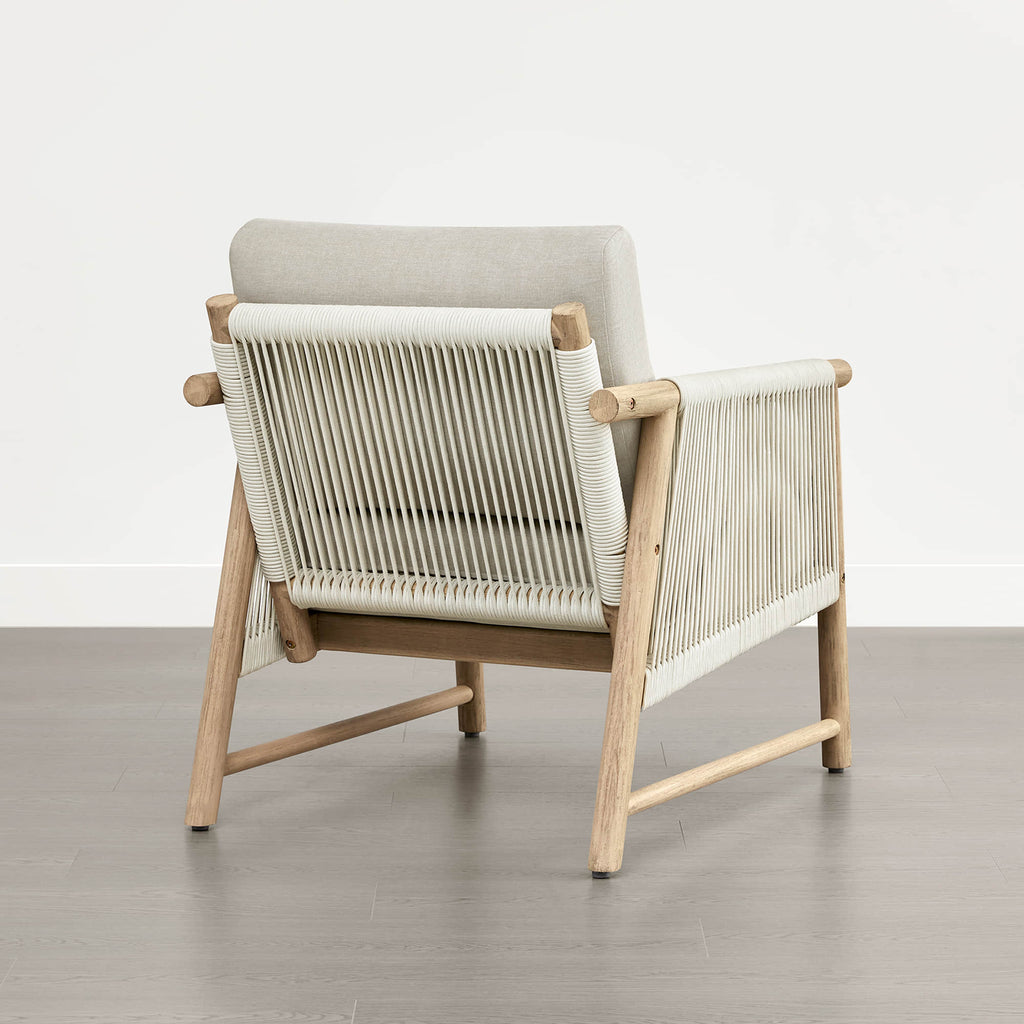 Sienna Modern Acacia Wood Rope Outdoor Lounge Chair