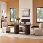 Coral Fluted Oval Wood Dining Table for 4