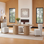 Coral Fluted Oval Wood Dining Table for 4