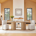 Coral Fluted Oval Wood Dining Table for 4