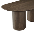 Coral Fluted Oval Wood Dining Table for 4